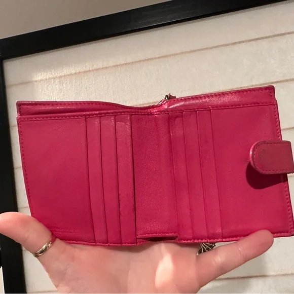 BOTTEGA hott pink compact wallet, used, authentic - Picture 3 of 5